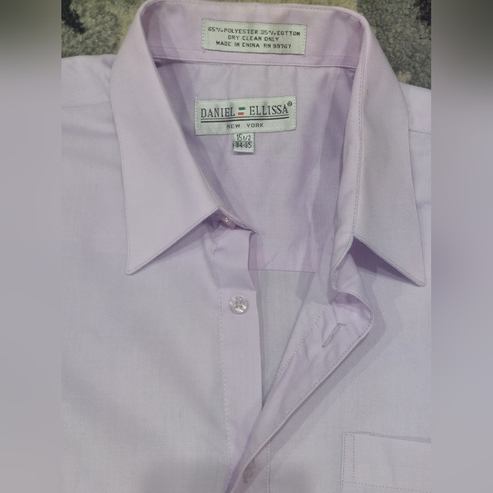 Men's Daniel Ellissa Lavender Long Sleeve Dress Shirt 15.5 (34-35) - Picture 5 of 5